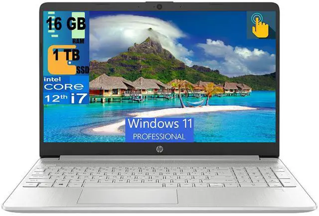Main image of HP 15 Laptop, 15.6" Full HD Touchscreen, Intel Core i7-1255U 10-Cores processor, Intel Iris Xe Graphics, 16GB DDR4  1TB PCIe SSD, Wi-Fi 5 and Bluetooth, Windows 11 Pro