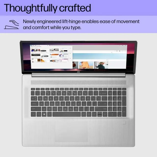 Alt view image 3 of 6 - HP 17 Laptop, 17.3" FHD (1920 x 1080) Display, Intel Core i3-N305 8 Cores Processor, Intel UHD Graphics, 16GB DDR4  1TB PCIe SSD, Fingerprint Reader, Wi-Fi 6 and Bluetooth, Windows 11