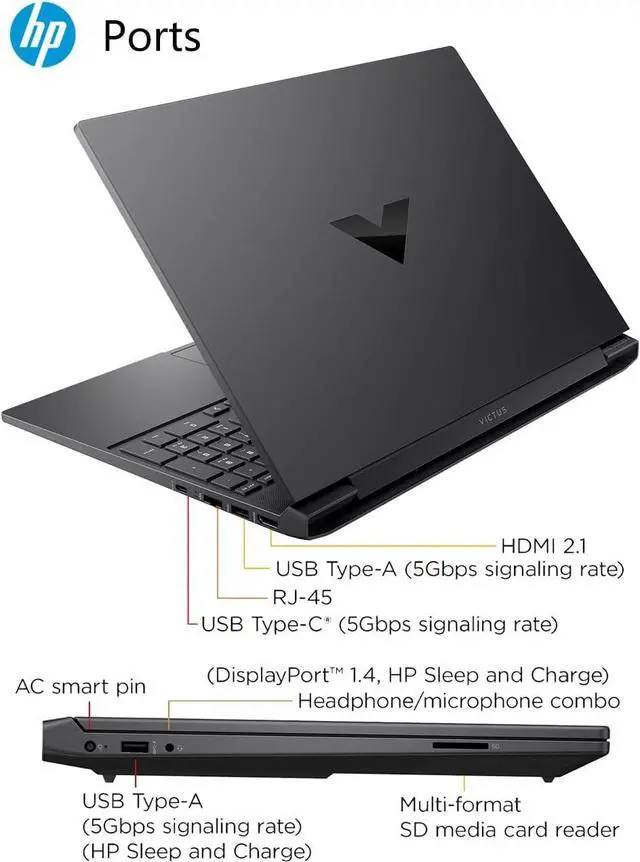 Alt view image 5 of 6 - HP Victus 15 Gaming Laptop, 15.6" FHD 144Hz Display, Intel Core i5-13420H 8-core Processor, NVIDIA GeForce RTX 4050 6GB Graphic, 32GB DDR4  512GB PCIe SSD, Wi-Fi 6 Backlit Keyboard, Windows 11
