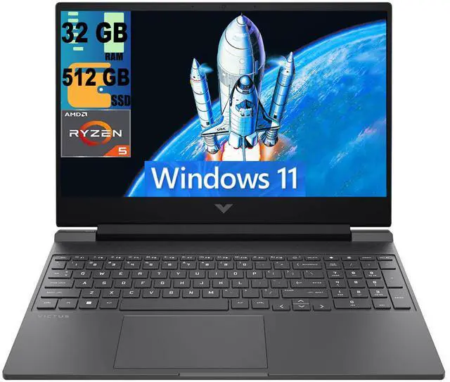 Main image of HP Victus 15 Gaming Laptop, 15.6" FHD 144Hz Display, AMD Ryzen 5 7535HS 6 Cores Processor, AMD Radeon RX 6550M Graphics, 32GB DDR5  512GB PCIe SSD, Wi-Fi 6 Backlit Keyboard, Windows 11