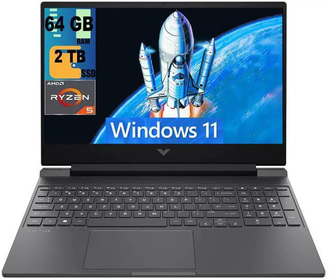 Main image of HP Victus 15 Gaming Laptop, 15.6" FHD 144Hz Display, AMD Ryzen 5 7535HS 6 Cores Processor, AMD Radeon RX 6550M Graphics, 64GB DDR5  2TB PCIe SSD, Wi-Fi 6 Backlit Keyboard, Windows 11