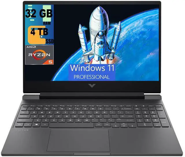 Main image of HP Victus 15 Gaming Laptop, 15.6" FHD 144Hz Display, AMD Ryzen 5 7535HS 6 Cores Processor, AMD Radeon RX 6550M Graphics, 32GB DDR5  4TB  PCIe SSD, Wi-Fi 6 Backlit Keyboard, Windows 11 Pro