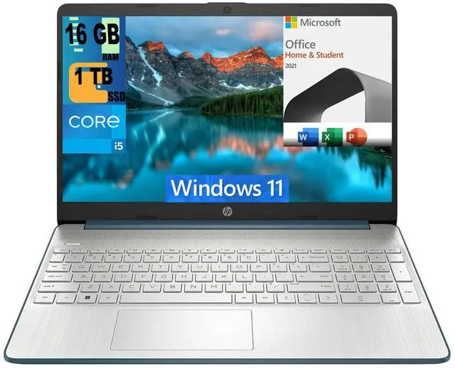 Main image of HP 15 Laptop, 15.6" FHD (1920 x 1080) Display, Intel Core i5-1235U 10 Cores Processor, Intel Iris Xe Graphics, 16GB DDR4  1TB PCIe SSD, Bluetooth, HDMI, WiFi 5, Windows 11,Microsoft Office License
