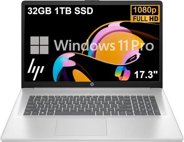 Alt view image 2 of 6 - HP 17 Laptop, 17.3" FHD (1920 x 1080) Display, AMD Ryzen 5 7430U 6 cores Processor, AMD Radeon Graphics, 16GB DDR4  1TB PCIe SSD, Wi-Fi 6, Bluetooth, Windows 11,Microsoft Office License