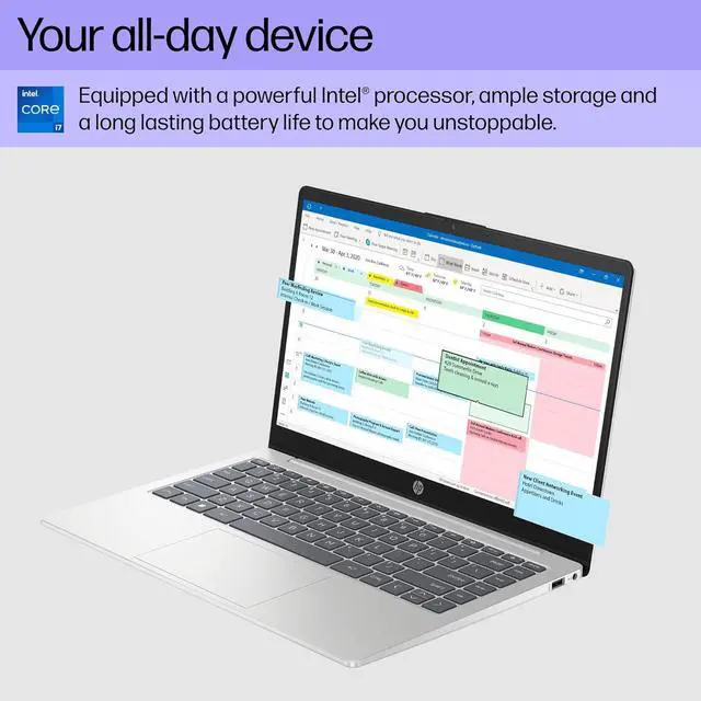 Alt view image 3 of 6 - HP 14 Laptop, 14" FHD (1920 x 1080) Display, Intel Core i7-1355U 10 Cores Processor, Intel Iris Xe Graphics, 16GB DDR4  512GB PCIe SSD, Bluetooth, Windows 11,Microsoft Office License