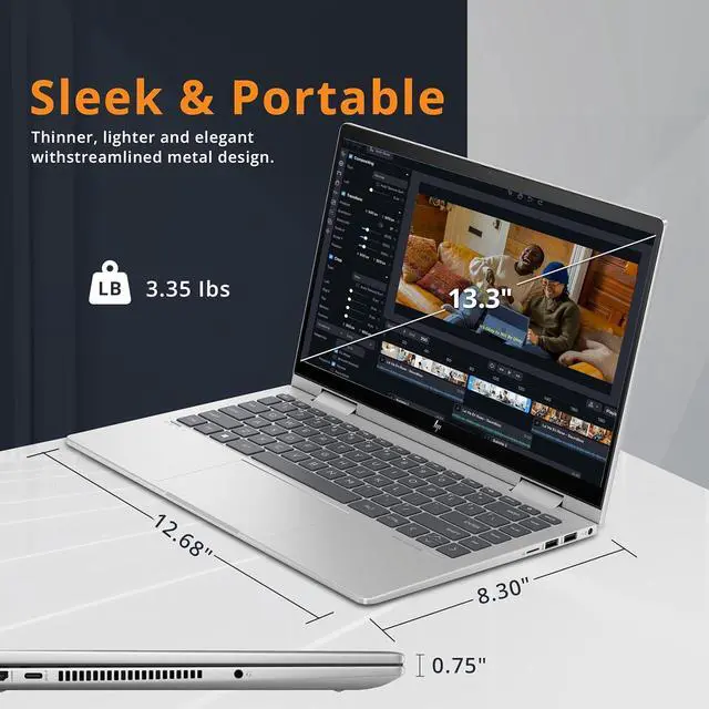 Alt view image 6 of 6 - HP Envy x360 2-in-1 14 Laptop, 14" FHD Touchscreen, Intel Core i7-1355U 10-Core Processor, Intel Iris Xe Graphics, 16GB  DDR4  512GB   PCIe SSD, Backlit KB, Windows 11 Pro,Microsoft Office License