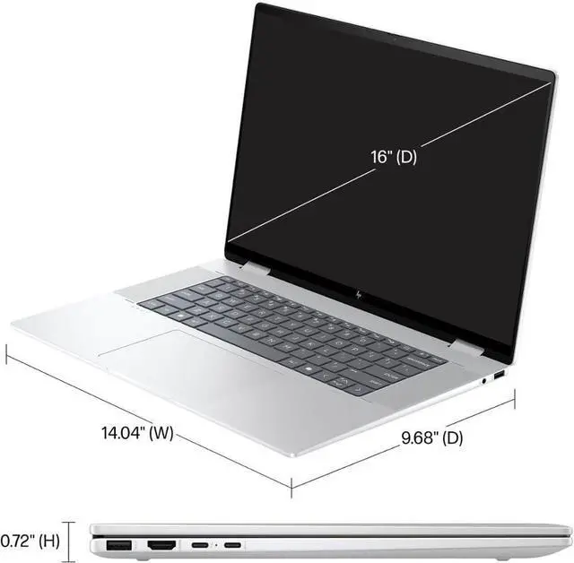 Alt view image 6 of 6 - HP Envy X360 16 Laptop, 16" FHD+ Touchscreen, Intel Core Ultra 7 155U 12 cores Processor, Intel UHD Graphics, 16GB  DDR4  256GB  PCIe SSD, Wi-Fi 6, Windows 11 Home,Microsoft Office License