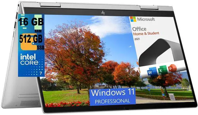 Main image of HP Envy x360 2-in-1 14 Laptop, 14" FHD Touchscreen, Intel Core 7 150U 10 Cores Processor, Intel Graphics, 16GB  DDR4  512GB   PCIe SSD, Backlit KB, Windows 11 Pro,Microsoft Office License