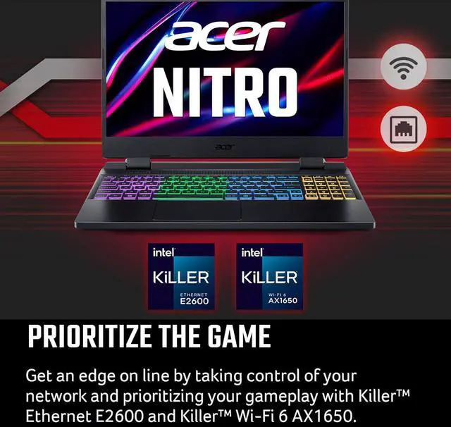 Alt view image 4 of 6 - Acer Nitro 5 15 Gaming Laptop, 15.6" FHD 144Hz, Intel Core i7-12700H 14 Cores, NVIDIA GeForce RTX 3060 6GB Graphics, 64GB DDR4  1TB PCIe SSD, RGB Keyboard, Windows 11,Microsoft Office License