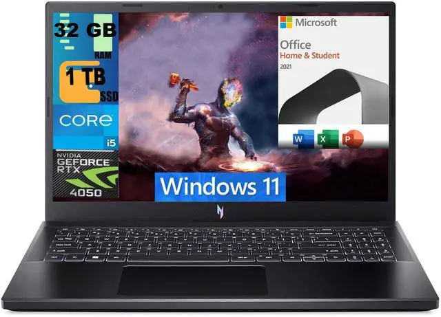Main image of Acer Nitro V 15 Gaming Laptop, 15.6" FHD 144Hz Display, Intel Core i5-13420H Octa-core Processor, RTX 4050 6GB Graphic, 32GB DDR5  1TB PCIe SSD, Backlit KB, Windows 11,Microsoft Office License