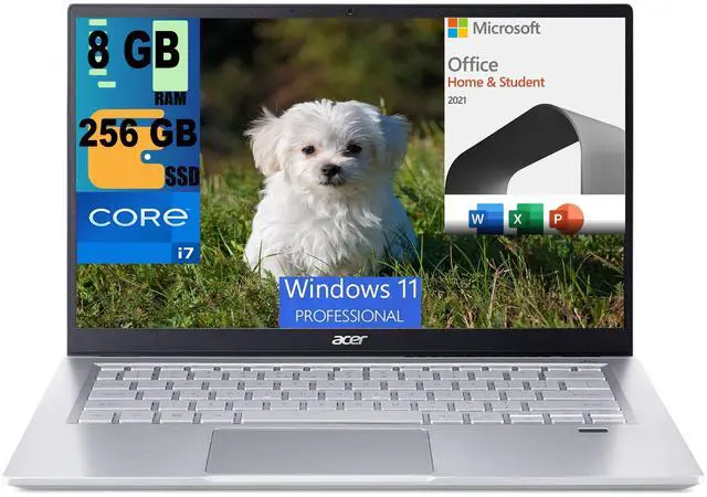 Main image of Acer Swift 3 13 Laptop, 13.5" 2K Display, Intel Core i7-1165G7 4 cores Processor, Iris Xe Graphics, 8GB  DDR4  256GB  PCIe SSD, Back-lit KB, Fingerprint, Windows 11 Pro,Microsoft Office License