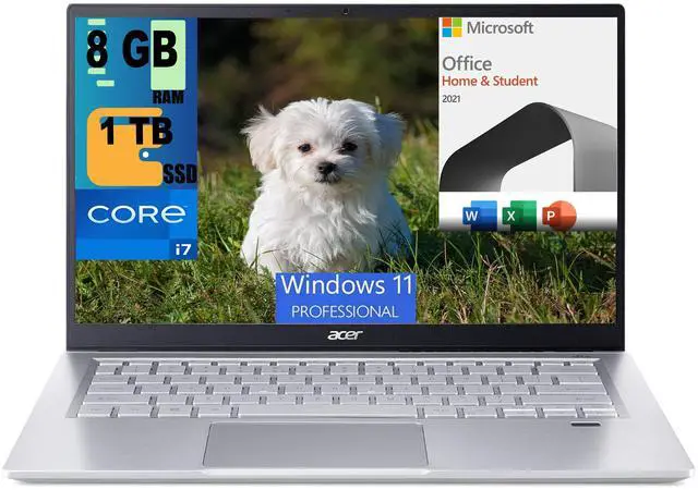 Main image of Acer Swift 3 13 Laptop, 13.5" 2K Display, Intel Core i7-1165G7 4 cores Processor, Iris Xe Graphics, 8GB DDR4  1TB PCIe SSD, Back-lit KB, Fingerprint, Windows 11 Pro,Microsoft Office License