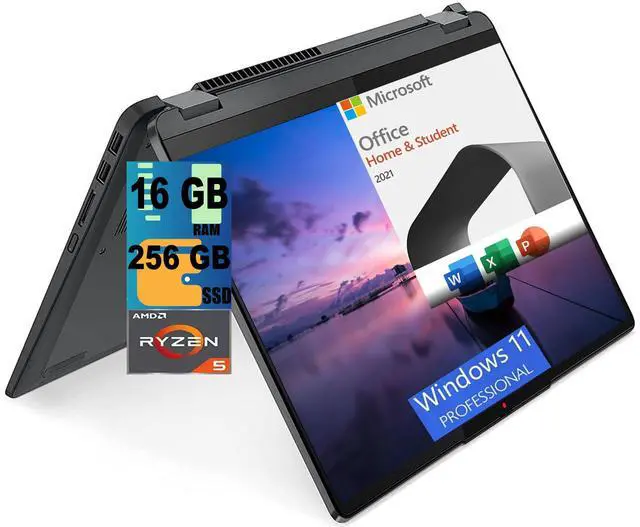 Main image of Lenovo Flex 5 2-in-1 14 Laptop, 14.0" FHD Touchscreen, AMD Ryzen 5 5500U 6-Core, AMD Radeon Graphics, 16GB  DDR4  256GB  PCIe SSD, Windows 11 Pro,Microsoft Office License