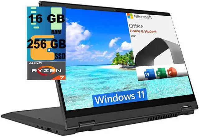 Main image of Lenovo Flex 5 14 2-in-1 Laptop, 14" FHD Touchscreen, AMD Ryzen 7 5700U 8 Cores Processor, AMD Radeon Graphics, 16GB  DDR4  256GB  PCIe SSD, Backlit KB, FR, Windows 11 Home,Microsoft Office License