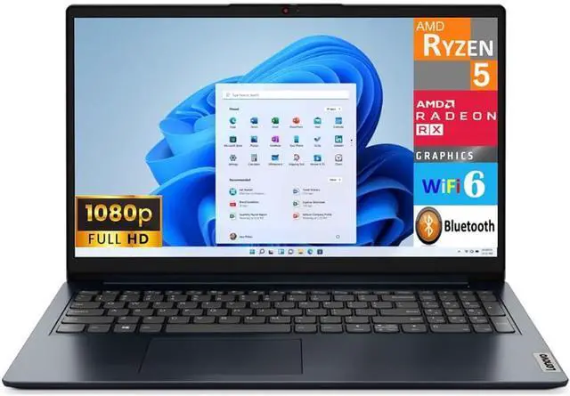 Alt view image 2 of 6 - Lenovo Ideapad 1 15 Laptop, 15.6" FHD Touchscreen, AMD Ryzen 5 7520U Quad Core Processor, AMD Radeon Graphics, 8GB  DDR4  256GB  PCIe SSD, WiFi 6, Windows 11 Home,Microsoft Office License