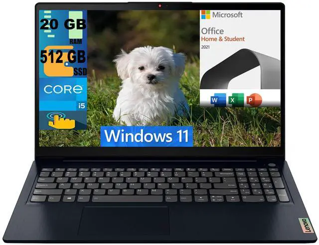 Main image of Lenovo Ideapad 3i 15 Laptop, 15.6" FHD Touchscreen, Intel Core i5-1155G7 processor, Intel Iris Xe Graphics, 20GB DDR4  512GB PCIe SSD, Bluetooth Wi-Fi, Windows 11,Microsoft Office License