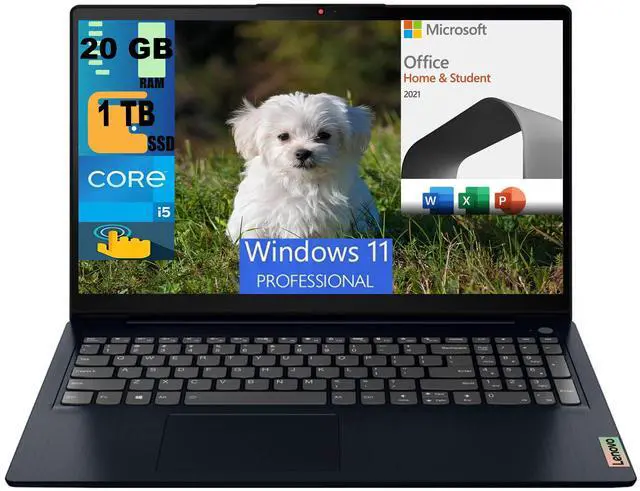Main image of Lenovo Ideapad 3i 15 Laptop, 15.6" FHD Touchscreen, Intel Core i5-1155G7 processor, Intel Iris Xe Graphics, 20GB DDR4  1TB PCIe SSD, Bluetooth Wi-Fi, Windows 11 Pro,Microsoft Office License