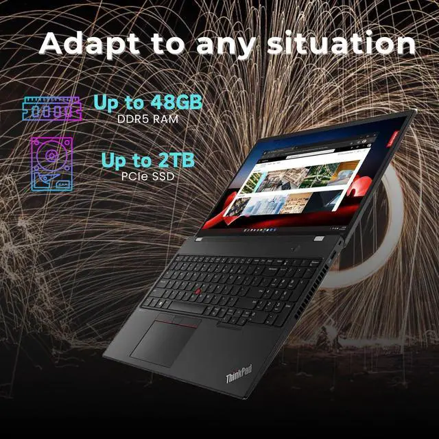 Alt view image 5 of 6 - Lenovo ThinkPad T16 Business Laptop, 16" FHD+ Display, Intel 10 Cores i7-1355U Processor, Intel Iris Xe Graphics, 16GB DDR4  1TB PCIe SSD, Webcam, Wi-Fi 6E, Windows 11,Microsoft Office License