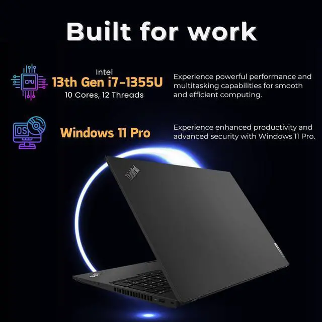 Alt view image 4 of 6 - Lenovo ThinkPad T16 Business Laptop, 16" FHD+ Display, Intel 10 Cores i7-1355U Processor, Intel Iris Xe Graphics, 16GB DDR4  1TB PCIe SSD, Webcam, Wi-Fi 6E, Windows 11,Microsoft Office License