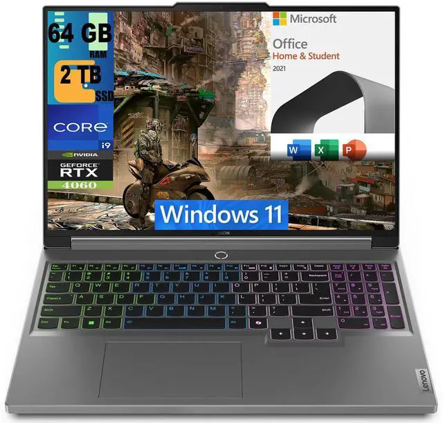 Main image of Lenovo Legion 5i 16 Gaming Laptop, 16" WQXGA 165Hz Display, Intel Core i9-14900HX 8 Cores Processor, GeForce RTX 4060 8GB DDR6, 64GB DDR4  2TB PCIe SSD, Windows 11,Microsoft Office License