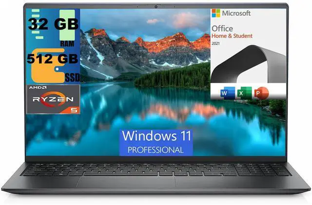 Main image of Dell Inspiron 15 3525 Laptop, 15.6" FHD Display, AMD Ryzen 5 5500U 6 core Processor, AMD Radeon Graphics, 32GB DDR4  512GB PCIe SSD, WiFi, Webcam, Windows 11 Pro,Microsoft Office License