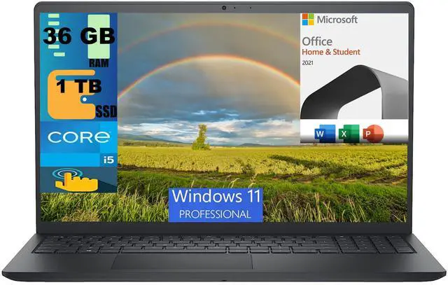 Main image of DELL Inspiron 3520 15 Business Laptop, 15.6'' FHD Touchscreen, Intel Core i5-1155G7 4 Cores Processor, Intel UHD Graphics, 36GB DDR4  1TB PCIe SSD, Wi-Fi, Windows 11 Pro,Microsoft Office License