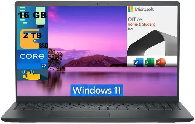 Main image of Dell Inspiron 15 Laptop, 15.6" FHD (1920 x 1080) Touchscreen, Intel Core i7-1165G7 4 Cores Processor, Intel Iris Xe Graphics, 16GB DDR4  2TB PCIe SSD, Webcam, Windows 11,Microsoft Office License