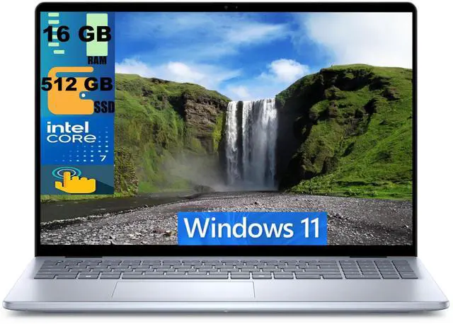 Main image of Dell Inspiron 16 Business Laptop, 16" WUXGA Touchscreen, Intel Core 7 150U 10-Core Processor, Iris Xe Graphics, 16GB DDR4  512GB PCIe SSD, Wi-Fi 6E Backlit KB , Windows 11,Microsoft Office License