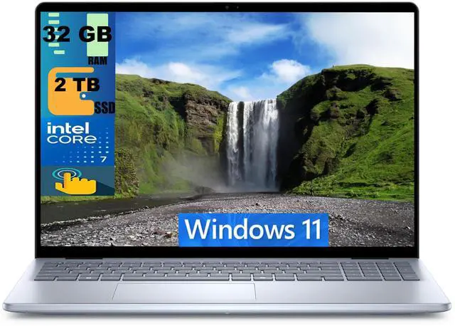Main image of Dell Inspiron 16 Business Laptop, 16" WUXGA Touchscreen, Intel Core 7 150U 10-Core Processor, Iris Xe Graphics, 32GB DDR4  2TB PCIe SSD, Wi-Fi 6E Backlit KB , Windows 11,Microsoft Office License