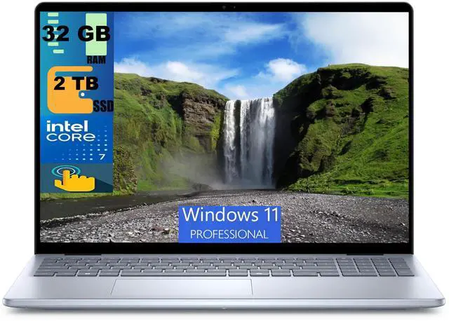 Main image of Dell Inspiron 16 Business Laptop, 16" WUXGA Touchscreen, Intel Core 7 150U 10-Core Processor, Iris Xe Graphics, 32GB DDR4  2TB PCIe SSD, Wi-Fi 6E Backlit KB , Windows 11 Pro,Microsoft Office License