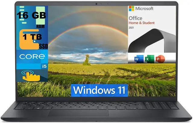 Main image of Dell Inspiron 15 3520 Laptop, 15.6" FHD Touchscreen, Intel Core i5-1235U 10 Cores Processor, Intel UHD Graphics, 16GB DDR4  1TB PCIe SSD, Wi-Fi, Windows 11,Microsoft Office License