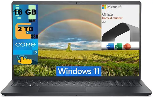 Main image of Dell Inspiron 15 3520 Laptop, 15.6" FHD Touchscreen, Intel Core i5-1235U 10 Cores Processor, Intel UHD Graphics, 16GB DDR4  2TB PCIe SSD, Wi-Fi, Windows 11,Microsoft Office License