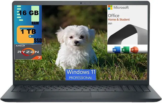 Main image of Dell Inspiron 3535 15 Laptop, 15.6" FHD Display, AMD Ryzen 7 7730U 8-Core Processor, AMD Radeon Graphics, 16GB DDR4  1TB PCIe SSD, Wi-Fi 5, Windows 11 Pro,Microsoft Office License