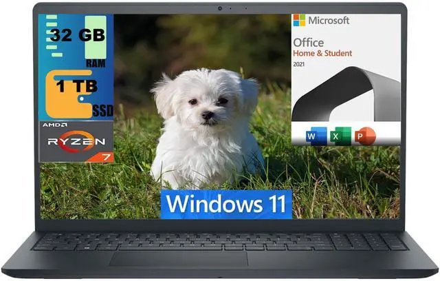 Main image of Dell Inspiron 3535 15 Laptop, 15.6" FHD Display, AMD Ryzen 7 7730U 8-Core Processor, AMD Radeon Graphics, 32GB DDR4  1TB PCIe SSD, Wi-Fi 5, Windows 11,Microsoft Office License