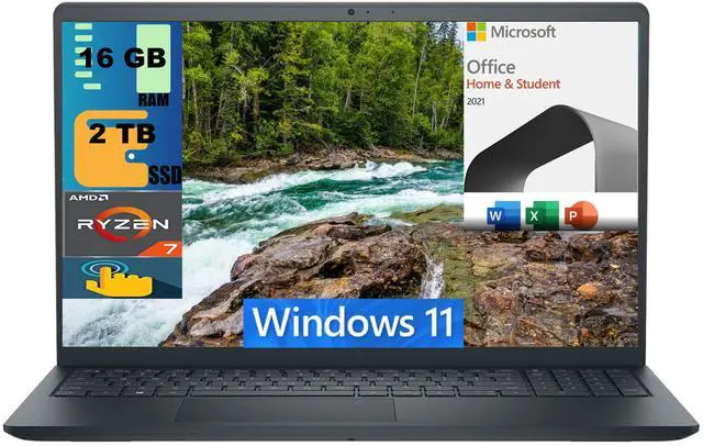 Main image of Dell Inspiron 15 Laptop, 15.6" FHD Touchscreen, AMD Ryzen 7 7730U 8-Core Processor, AMD Radeon Graphics, 16GB DDR4  2TB PCIe SSD, Wi-Fi 5 , Windows 11,Microsoft Office License