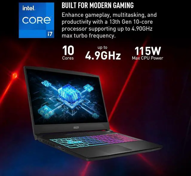 Alt view image 4 of 6 - MSI Katana 15 Gaming Laptop, 15.6" 165Hz QHD Display, Intel Core i7-13620H 10 Cores Processor, RTX 4070 8GB GDDR6, 32GB DDR5  1TB PCIe SSD, Cooler Boost 5, Windows 11,Microsoft Office License