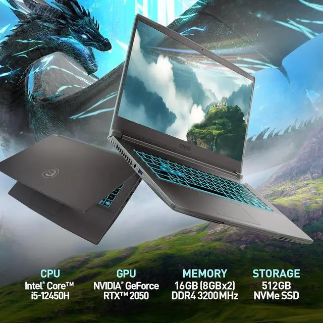Alt view image 3 of 6 - MSI Thin 15 Gaming Laptop, 15.6" FHD 144Hz, Intel Core i5-12450H 8-Core Processor, GeForce RTX 2050 4 GB GDDR6, 32GB DDR5  1TB PCIe SSD, Backlit KB, Windows 11 Pro,Microsoft Office License