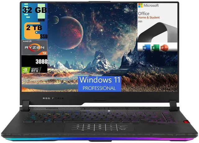 Main image of ASUS ROG Strix Scar 15 Gaming Laptop, 15.6" 300Hz FHD Display, AMD Ryzen 9 5900HX 8 cores Processor, RTX 3080 8GB GDDR6, 32GB DDR5  2TB PCIe SSD, Wi-Fi 6, Windows 11 Pro,Microsoft Office License