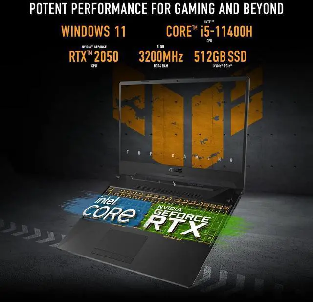 Alt view image 5 of 6 - ASUS TUF Gaming F15 Gaming Laptop, 15.6" 144Hz FHD Display, Intel Core i5-11400H 6 cores Processor, RTX 2050 4GB GDDR6, 32GB DDR4  4TB PCIe SSD, Wi-Fi 6, Windows 11 Pro,Microsoft Office License