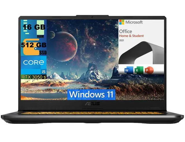 Main image of ASUS TUF 17 Gaming Laptop, 17.3" Full HD 144Hz Display, Intel Core i5-11260H 6 Cores Processor, RTX 3050 Ti 4GB GDDR6, 16GB DDR4  512GB PCIe SSD, WiFi 6, Windows 11,Microsoft Office License