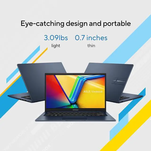 Alt view image 6 of 6 - ASUS Vivobook 14 Laptop, 14" FHD (1920 x 1080) Display, Intel Core i5-1235U 6 Cores Processor, Iris Xe Graphics, 16GB DDR4  512GB PCIe SSD, Webcam, Windows 11 Pro,Microsoft Office License