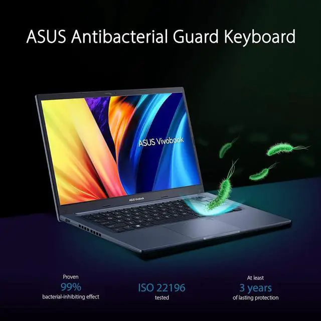 Alt view image 3 of 6 - ASUS VivoBook 14 Slim Laptop, 14" FHD Display, Intel Core i3-1215U 6 cores Processor, Intel UHD Graphics, 16GB DDR4  512GB PCIe SSD, Fingerprint Sensor, Windows 11 Pro,Microsoft Office License