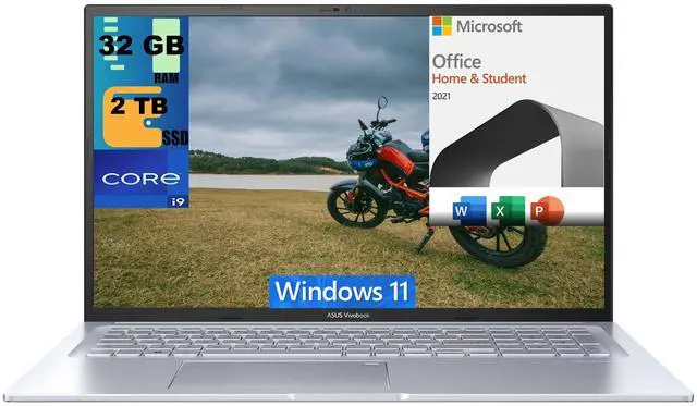 Main image of ASUS Vivobook 17X Laptop, 17.3" FHD Display, Intel Core i9-13900H 14 cores Processor, Intel Iris Xe graphics, 32GB DDR4  2TB PCIe SSD, Wi-Fi 6E, Windows 11,Microsoft Office License