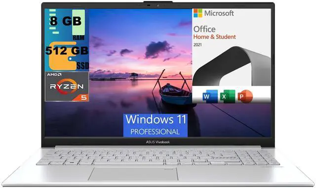 Main image of ASUS Vivobook 15 Laptop, 15.6" FHD Display, AMD Ryzen 5 7520U 4 cores Processor, AMD Radeon Graphics, 8GB  DDR4  512GB  PCIe SSD, WI-FI 5, Windows 11 Pro,Microsoft Office License