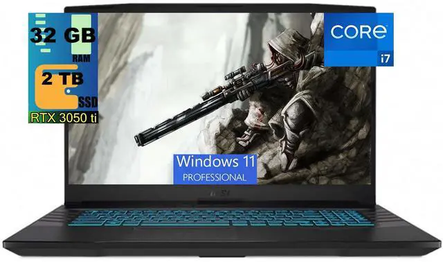 Main image of MSI Crosshair 17 Gaming Laptop, 17.3" Full HD (1920x1080) Display, Intel Core i7-11800H Octa Core Processor, Nvidia RTX 3050 Ti 4GB GDDR6, 32GB DDR4  2TB PCIe SSD, Backlit Keyboard, Windows 11 Pro
