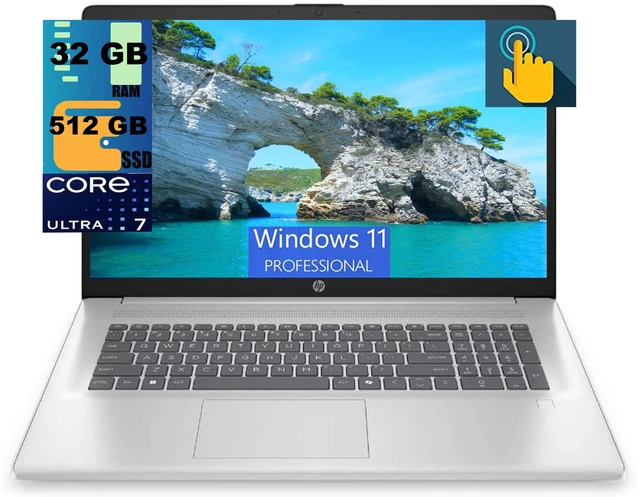 Main image of HP 17 Laptop, 17.3" HD+ Touchscreen, Intel Ultra 7-255U 12-Cores Processor, Intel Graphics, 32GB DDR4 512GB PCIe SSD, Backlit Keyboard, Windows 11 Pro