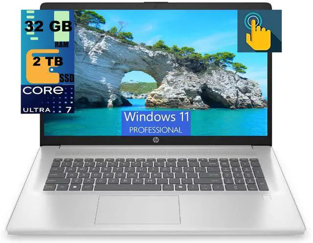 Main image of HP 17 Laptop, 17.3" HD+ Touchscreen, Intel Ultra 7-255U 12-Cores Processor, Intel Graphics, 32GB DDR4 2TB PCIe SSD, Backlit Keyboard, Windows 11 Pro