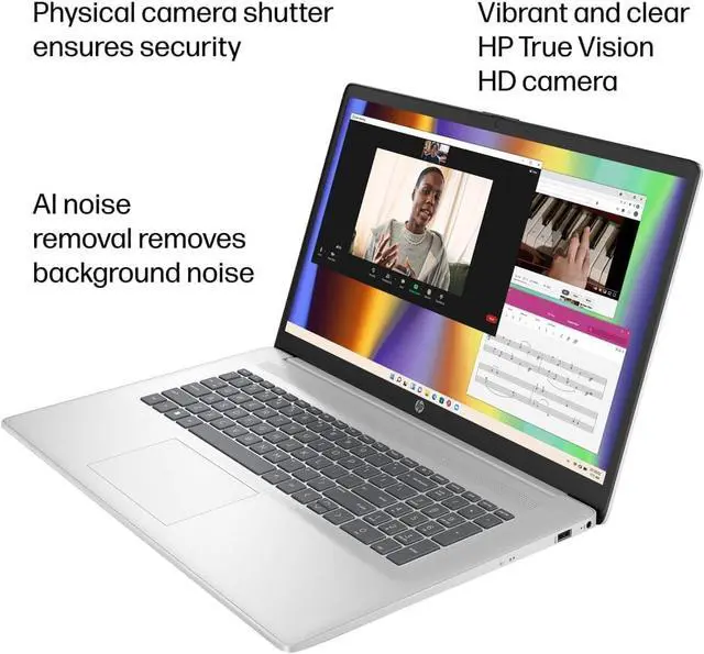 Alt view image 3 of 6 - HP 17 Laptop, 17.3" FHD (1920 x 1080) Display, AMD Ryzen 5 7430U 6 cores Processor, AMD Radeon Graphics, 32GB DDR4  512GB PCIe SSD, HD Webcam, Wi-Fi 6, Windows 11 ,Office 2024 License