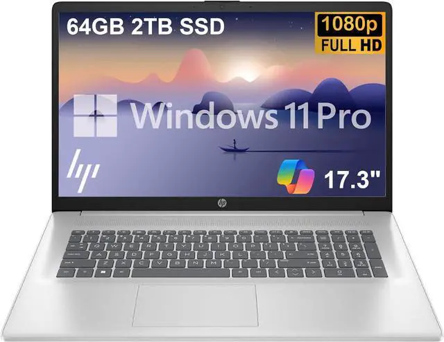 Alt view image 2 of 6 - HP 17 Laptop, 17.3" FHD (1920 x 1080) Display, AMD Ryzen 5 7430U 6 cores Processor, AMD Radeon Graphics, 32GB DDR4  512GB PCIe SSD, HD Webcam, Wi-Fi 6, Windows 11 ,Office 2024 License