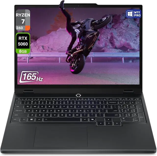 Alt view image 2 of 6 - Lenovo Legion 5 15 Gaming Laptop, 15.1" WQXGA Display, AMD Ryzen 7 260 8 cores Processor, NVIDIA GeForce RTX 5060 8GB GDDR7, 16GB DDR5  2TB PCIe SSD, RGB Backlit, Windows 11 ,Office 2024 License